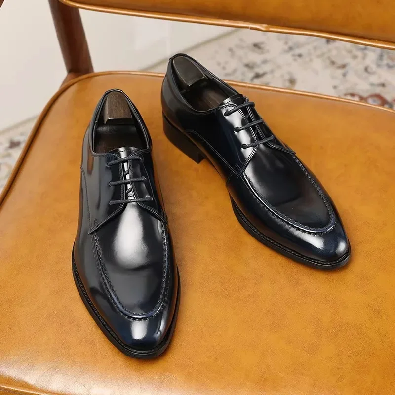 Мужская кожаная обувь шнурки изготовление кожи работа заостренная стильная