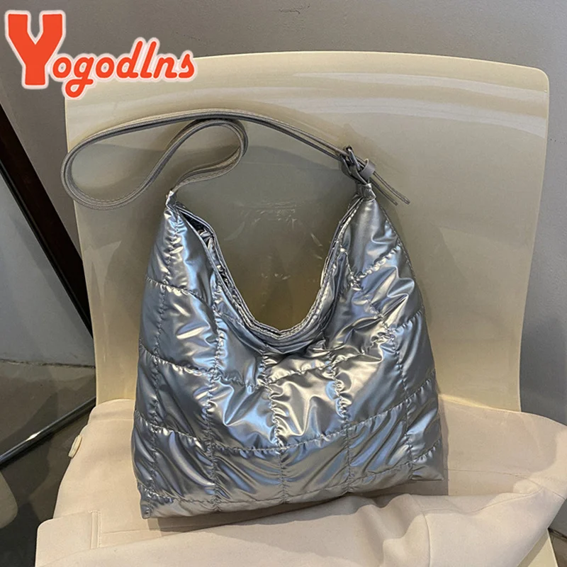 

Autumn New Space Cotton Women Handbag Large Capacity Shoulder Bag Winter Down Tote Bag Fashion Lady Top-handle Bags sac