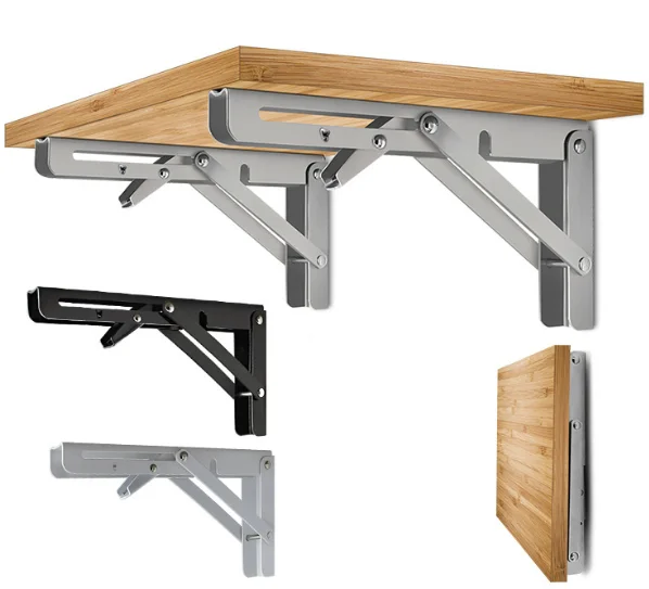 

2PCS 8/10 Inch Length Triangle Folding Angle Bracket Adjustable Wall Mounted Durable Bearing Shelf Bracket DIY Home Table Bench