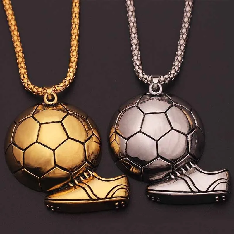 

Soccer Ball Shoe Sneaker Pendant Necklace Football Stainless Steel Ball Chain Necklaces for Men Hip Hop Sports Charm Jewelry