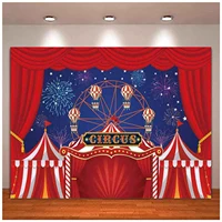 Red Circus Tent Photography Backdrop For Birthday Carnival Night Party Decor Baby Shower Photo Background Cake Table Banner