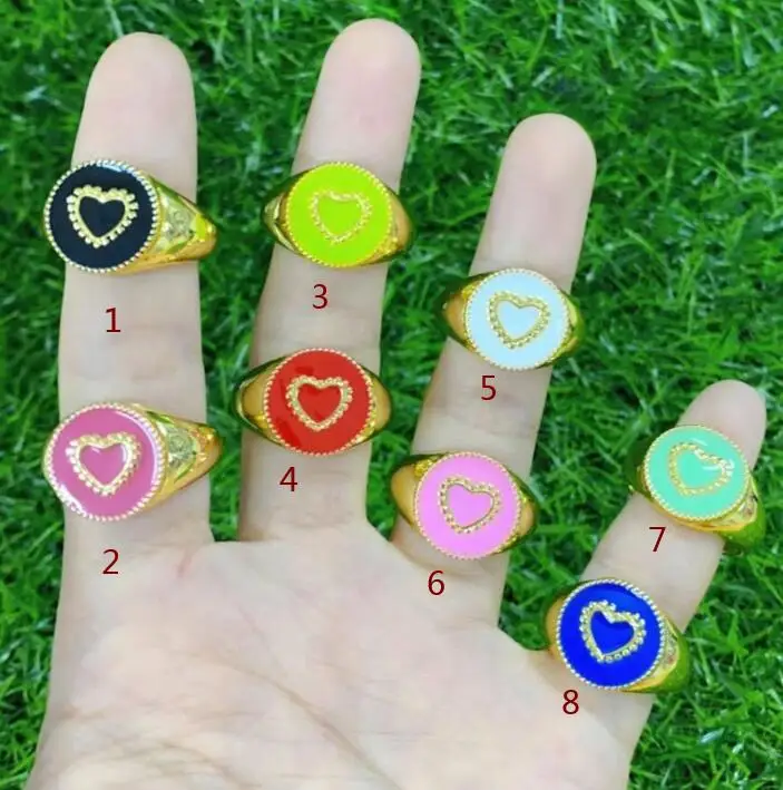 

1 шт., женское кольцо с эмалью, с фианитом