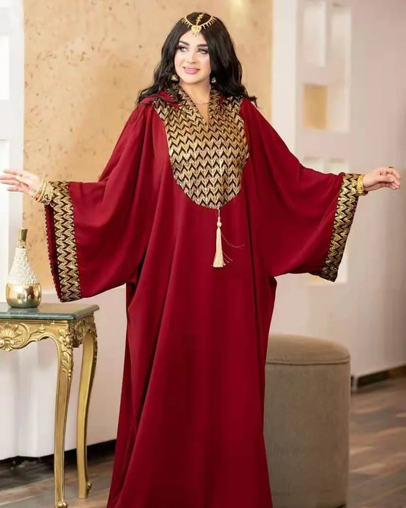 Plus Size Dubai Luxury Evening Dresses Women Abaya Dubai Turkey Islam Kaftan Muslim African Hooded Dress Robe Djellaba Femme