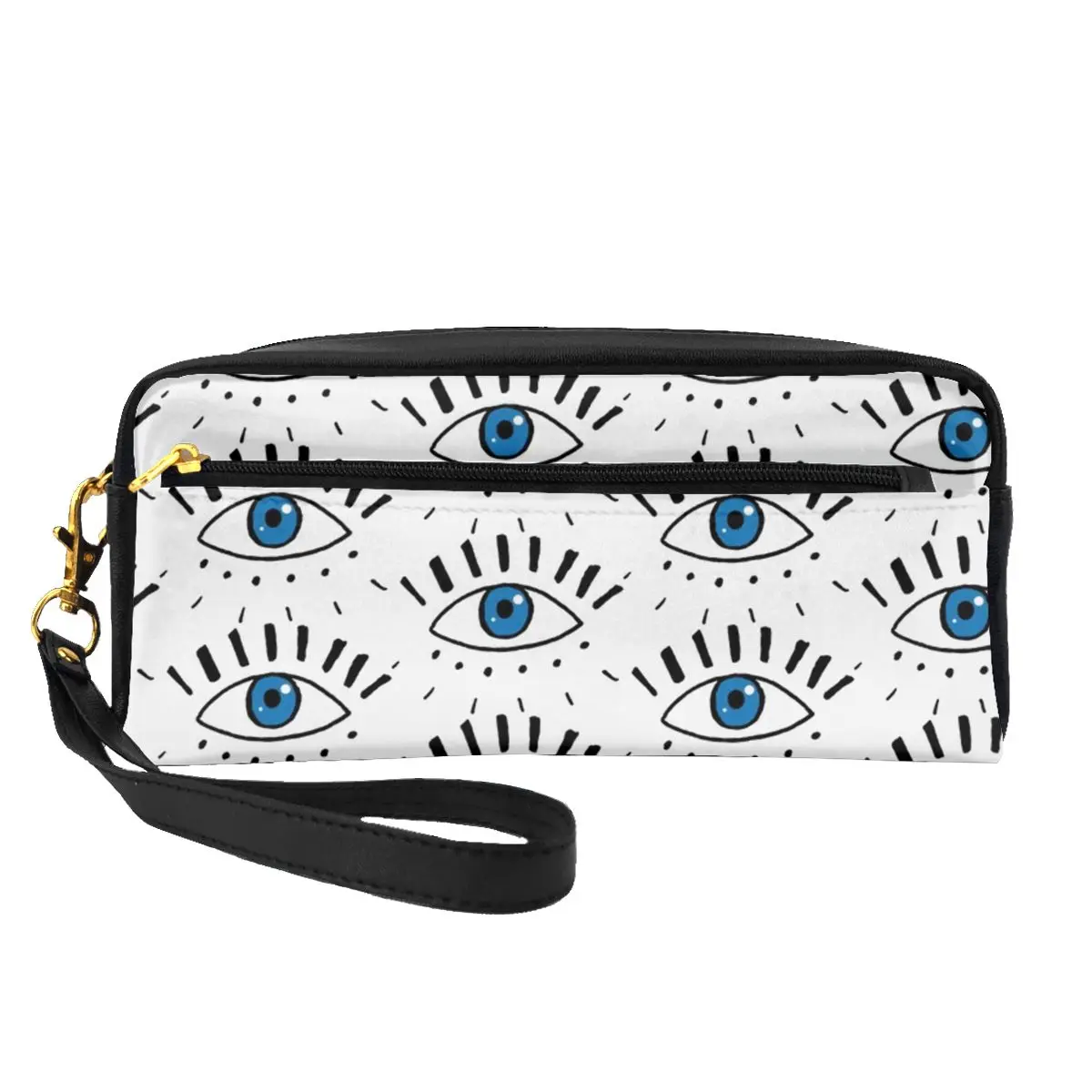 

Темно-синие глаза кожаные Органайзеры для хранения набросков дизайн глаз путешествие многофункциональная Косметичка женская косметичка