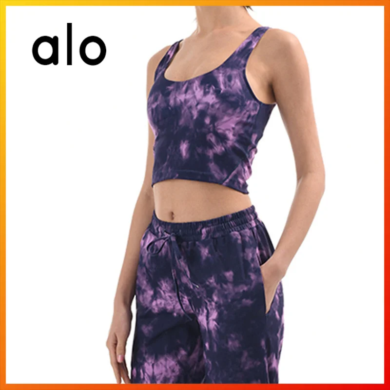 

Alo Yoga Summer Women's Sexy Tube Top Tie-dye Shockproof Underwear Push-ups Running Fitness Gym Sports Bra SY0706