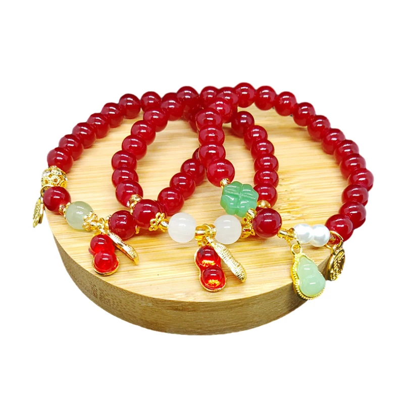 Элегантный браслет из красного бисера с подвеской в китайском стиле ювелирный