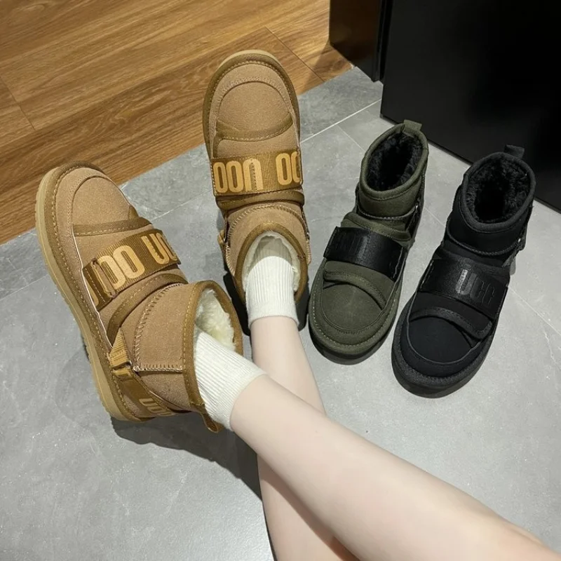 

Зимняя женская обувь 2023, брендовые теплые меховые сапоги для женщин, модные Нескользящие женские ботильоны на платформе, повседневные женс...