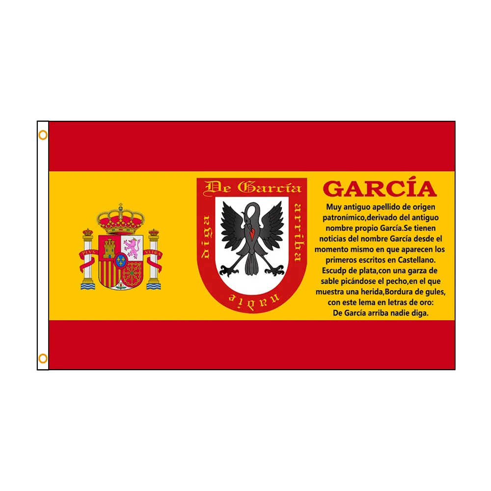 

FLAGLAND 90x150cm 3X5 Ft Spain Flag with The Coat of Arms of The Surname Garcia Heraldica Flag Banner Decoration