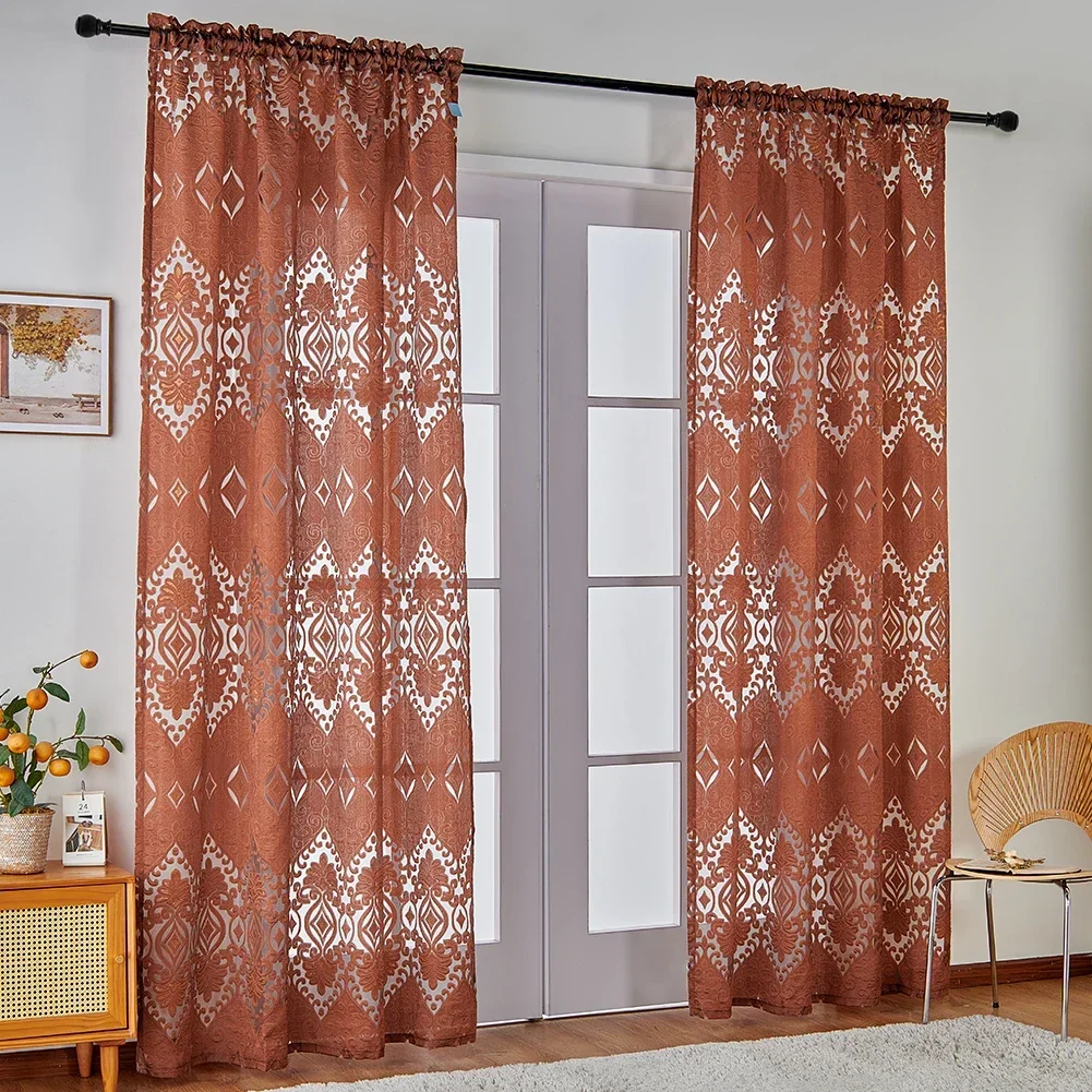 LEEJOOM Тюлевые марлевые шторы в европейском стиле с цветочным принтом оконные