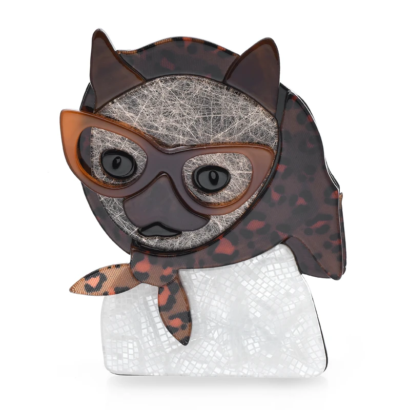 

Wuli&baby Acrylic Dog Brooches For Women Unisex Wear Glasses And Scarf Puppy Animal Party Office Brooch Pin Gifts