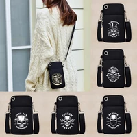 universal fashion mobile phone bag for huaweihtclg wallet case sports arm shoulder cover phone pouch pocket skull pattern