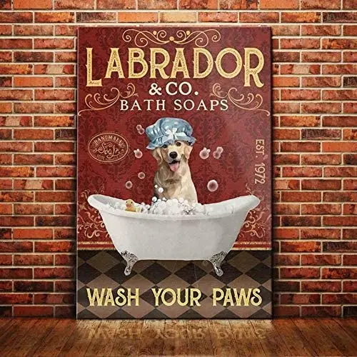 

SIGNCHAT Лабрадор ретривер собака банное мыло постер компании ванная комната Гостиная Собака любимый Декор металлический жестяной знак 12x16 дюй...