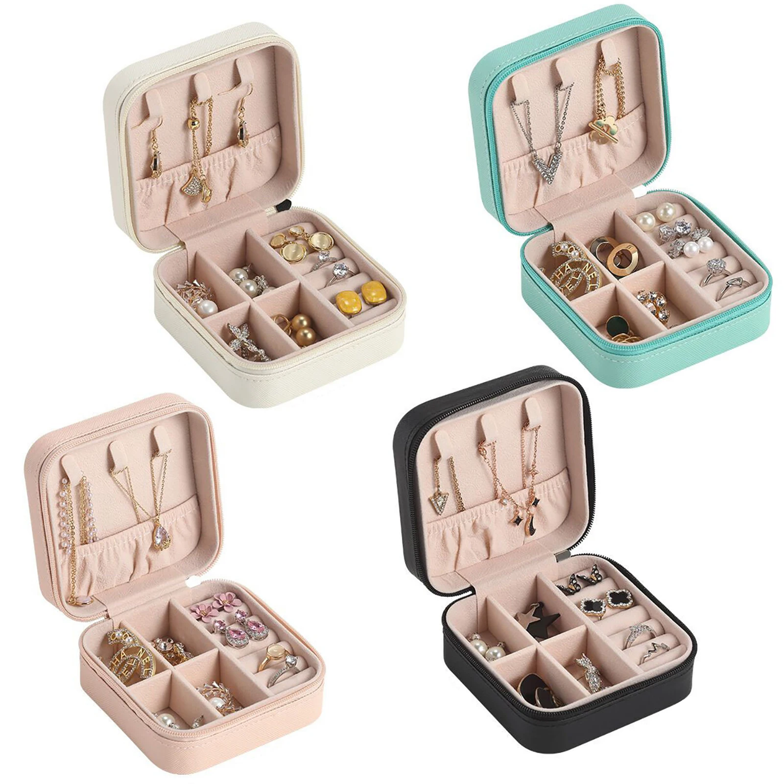 

Jewelry Storage Box PU leather Travel Portable Storage Organizer Jewelry Case Earrings Necklace Ring Jewelry Organizer Display