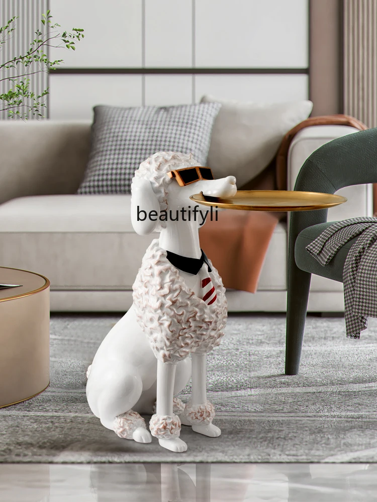 

zqAnimal Dog Sculpture Home Hallway TV Cabinet Sofa Side Tray Floor Model Room Decoration