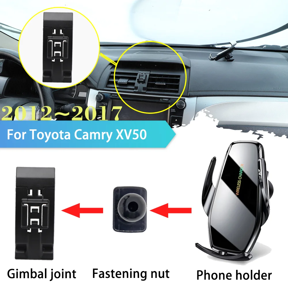 30W Car Phone Holder for Toyota Camry XV50 Daihatsu Altis SX SE LE XLE 2012~2017 Support Wireless Charging Sticker Accessories