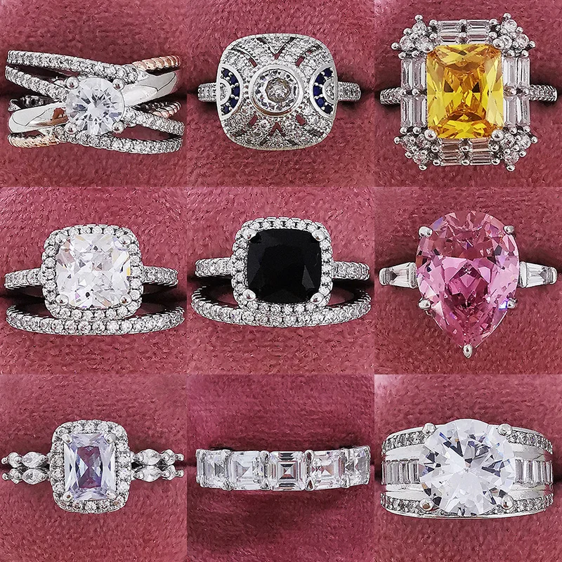 

2022 New Trend Ruby silver color designer Engagement Wedding Eternity Band Ring Set of For Women Gift Fine Jewelry R5019