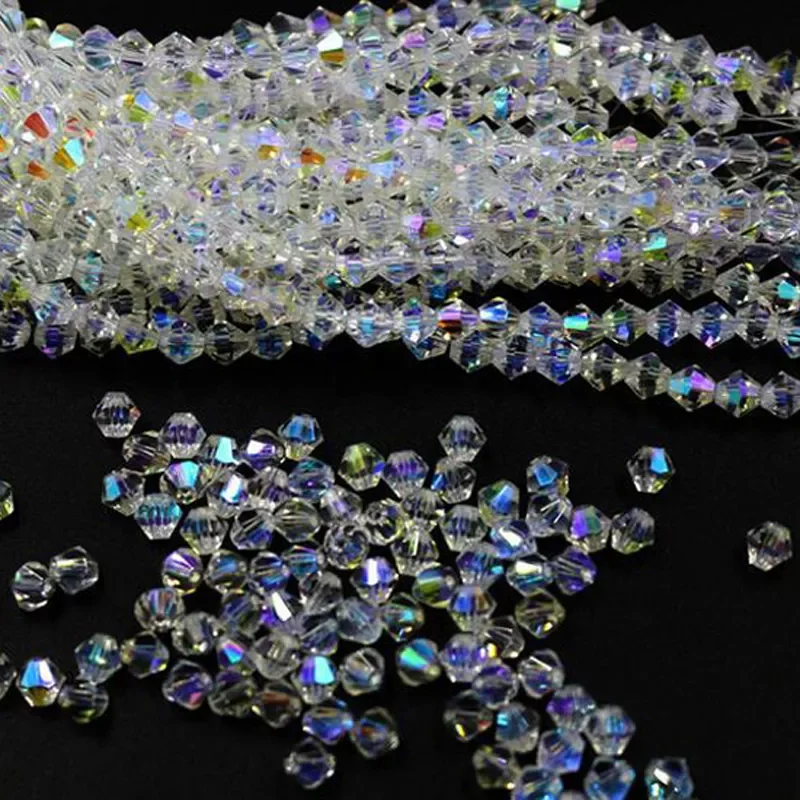 

4MM 5MM 6MM 8MM Clear Crystal AB Color Cystal Bicone Loose Bead For Jewelry Making DIY Beading Accessories