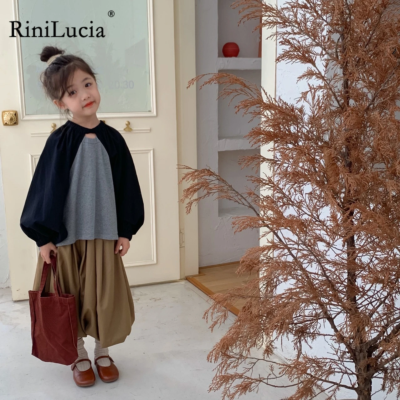 RiniLucia Baby Girls Clothing Sets Autumn Batwing Sleeve Kids Girls Clothes Cotton Shirts+Pants Outfits Children Casual Suits