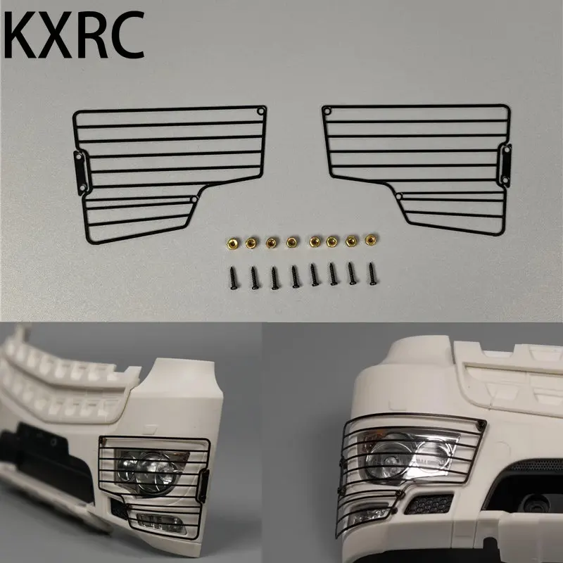 Enlarge KXRC Metal Engineering Lampshade Protective Net for 1/14 Tamiya RC Truck Trailer Benz Arocs 3363 3348 56352 DIY Upgrade Parts