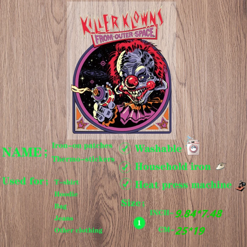 

Space Horror Joker"Killer Klowns From Outer Space"Washable ironing heat transfer pattern patch