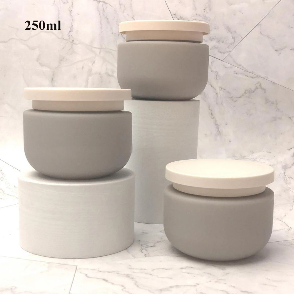 

HEALLOR 250ml Empty Cream Jar Grey Plastic Refillable Face Cream Lotion Boxes Cosmetic Containers Portable Travel Makeup Tools
