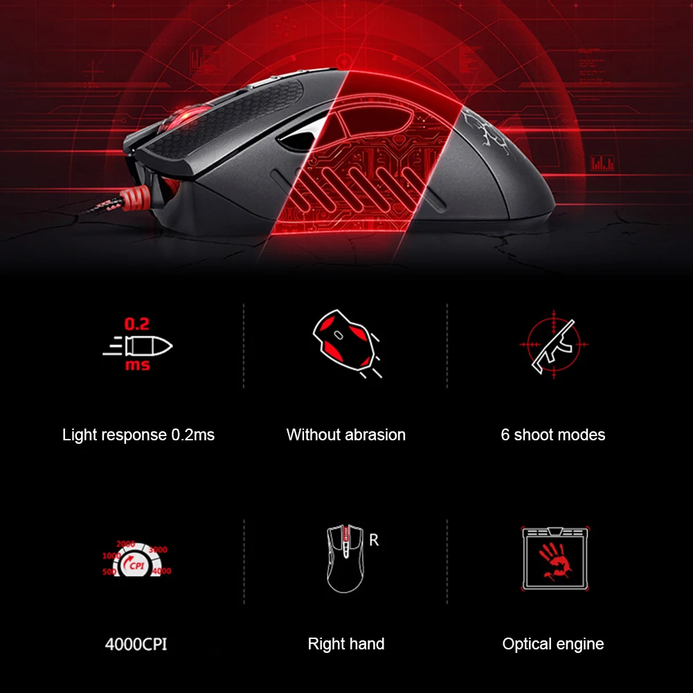 Фото Мышь игровая Проводная A4Tech Bloody A90, 4000dpi, 8 кнопок №4