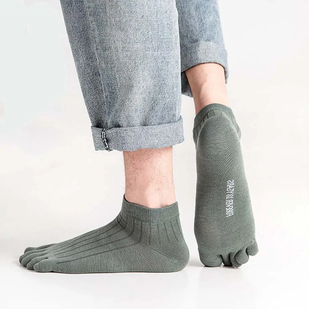 

Простые дышащие хлопковые поглощающие пот носки в полоску для мужчин и женщин носки с разрезом носки с пятью пальцами спортивные Чулочно-носочные изделия