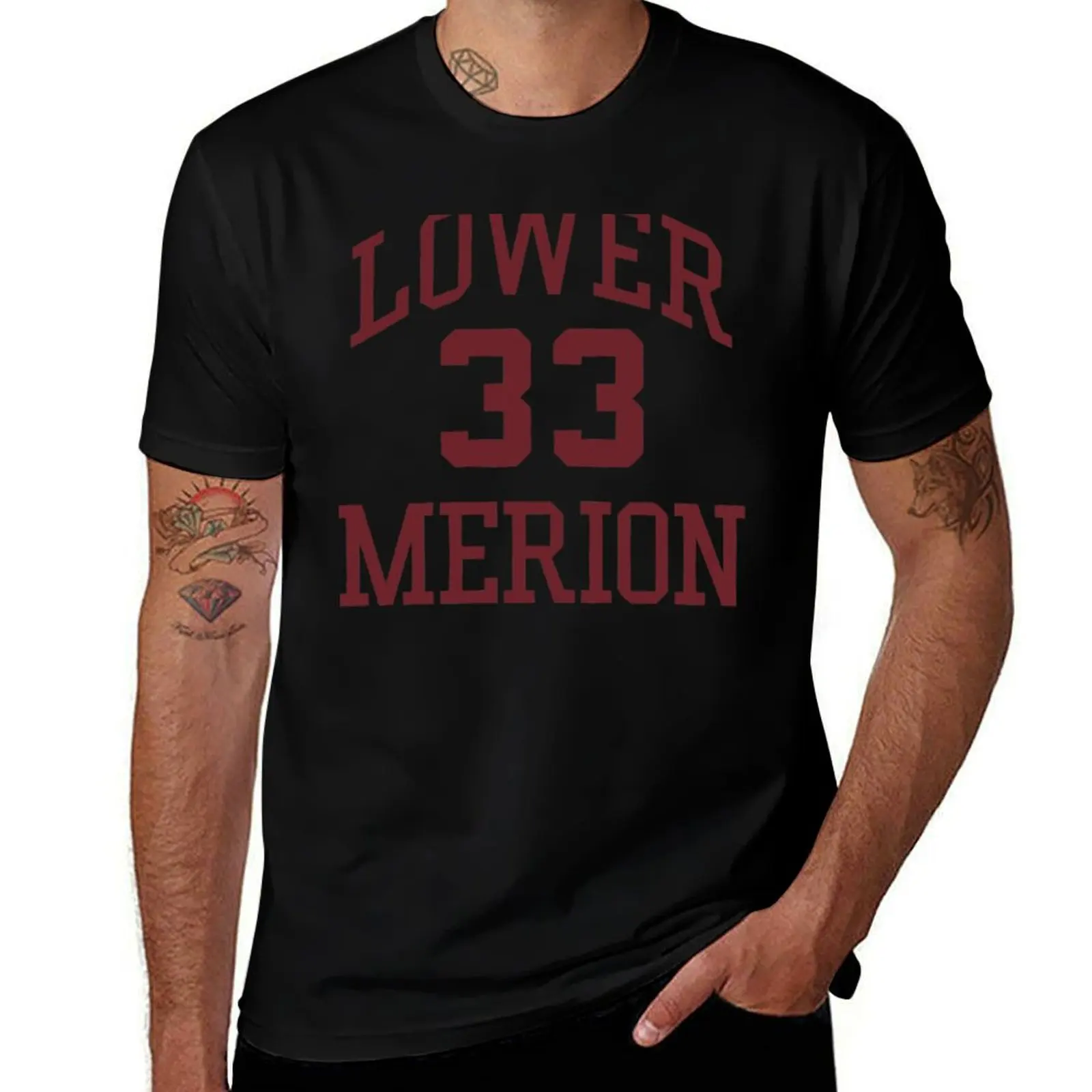 Фото ХИТ ПРОДАЖ - Футболка с символикой Lower Merion High School, мужская, приталенная №1