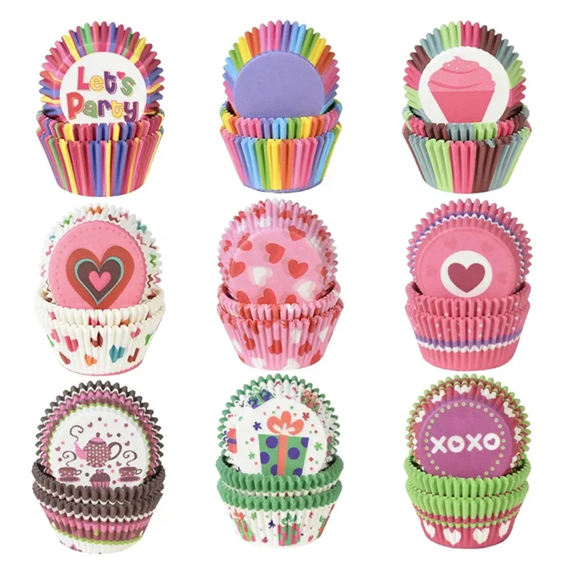 100 шт. бумажные стаканчики для маффинов капкейков подложка кексов коробка