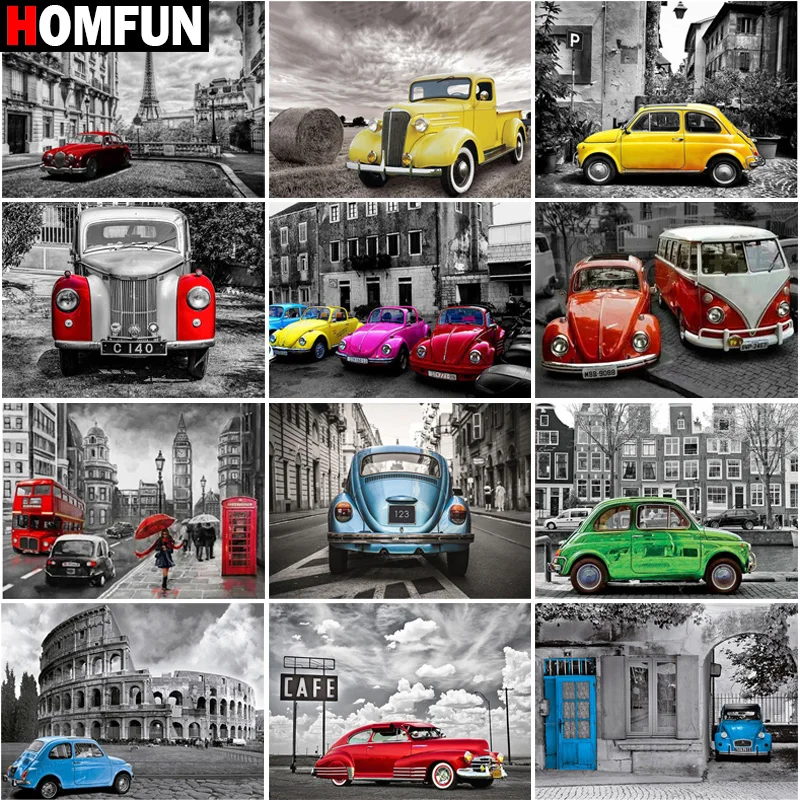 

Алмазная живопись HOMFUN «Дом городского автомобиля», вышивка из смолы 5D, для творчества, ручная работа, вышивка крестиком, подарок