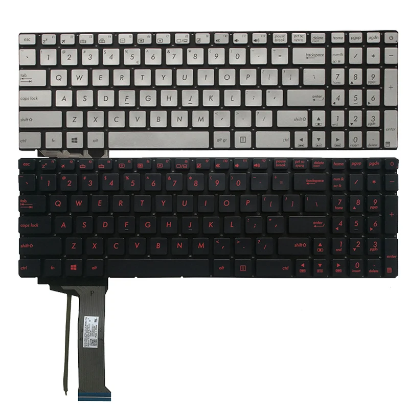 

New US backlit laptop keyboard FOR ASUS GL551 GL551J GL551JK GL551JM GL551JW GL551JX Silver/Red