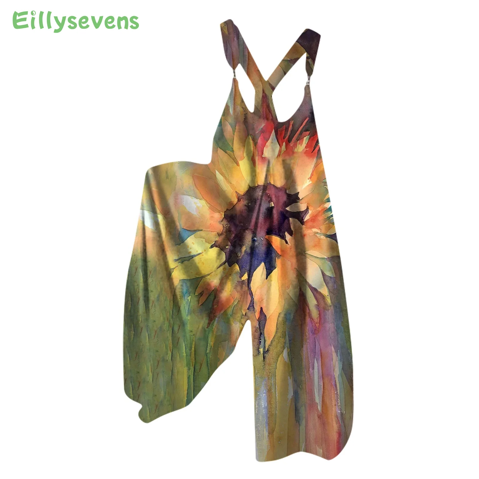 

Summer Romper Streetwear Printed Jumpsuit Thin Breathable Creative Vintage Floral Print Elegant Women Jumpsuits