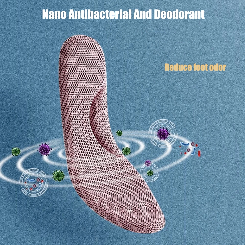 1Pair Memory Foam Insoles For Shoes Sole Soft Deodorant Breathable Cushion Running Insoles For Feet Men Women Orthopedic Insoles