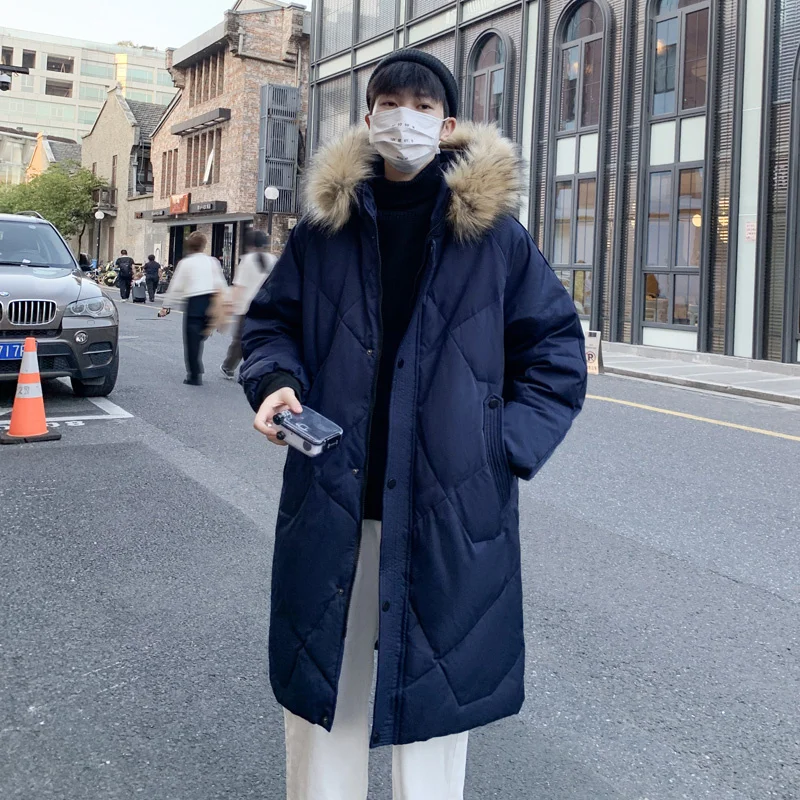 Winter Long Down Jacket Men Warm Fashion Oversize Thick Hooded Coat Men Korean Loose Thicken Jackets Mens Parker Overcoat M-3XL