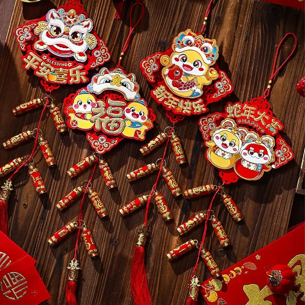 Китайский змеиный фейерверк 2025 года кулон со змеиным узором флокированный