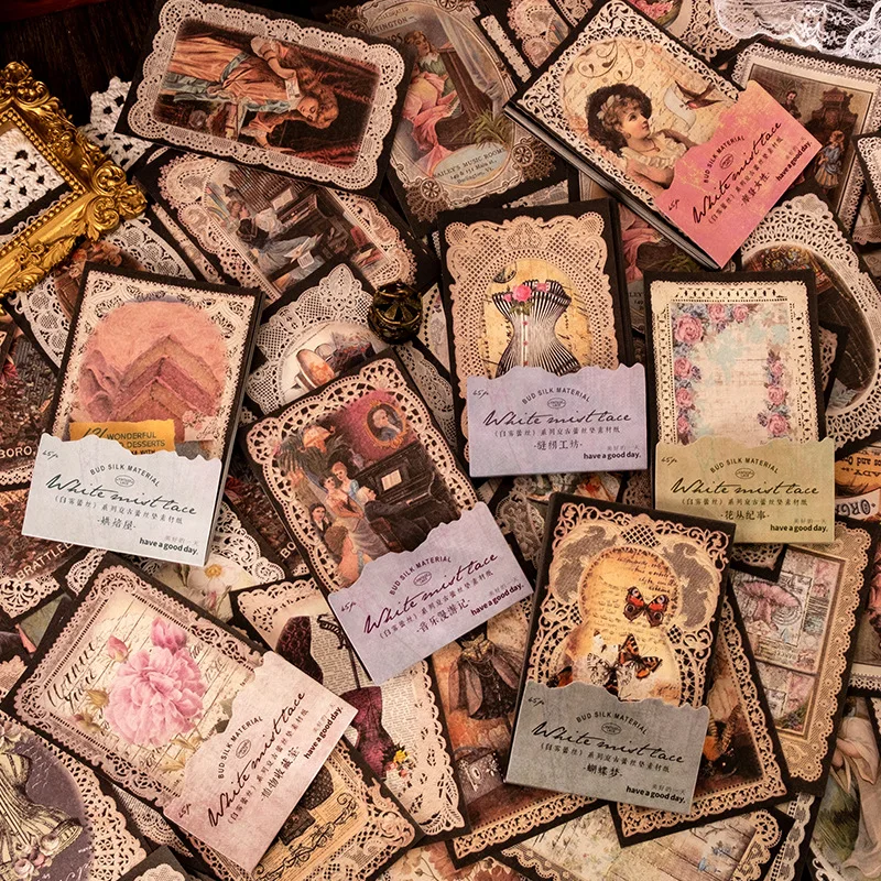 45pcs plant collection Material Paper Memo Pad Decorative vintage lace background paper Diary Album Lable Junk Journal Planner