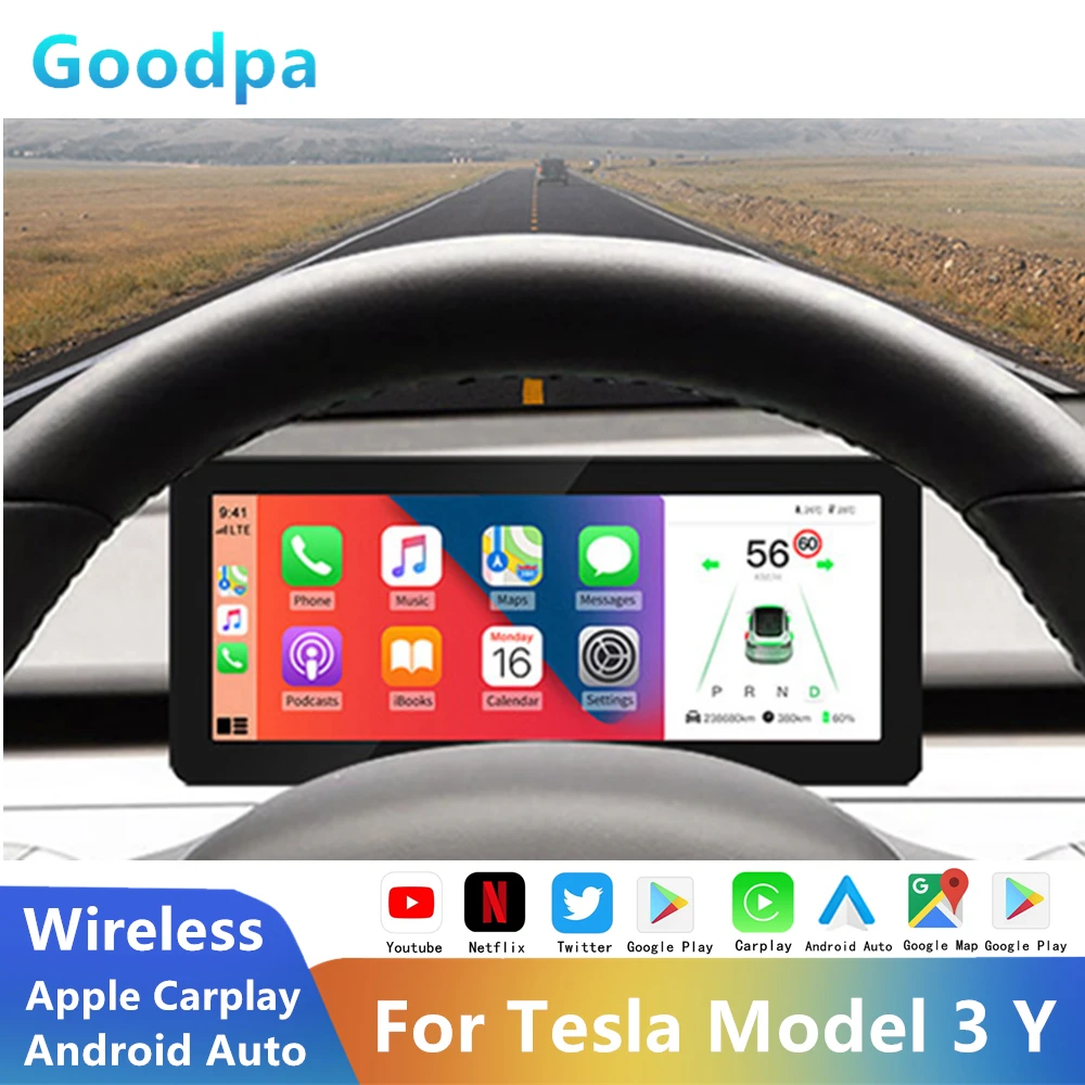 

8.8 Inch For Tesla Model 3 Y Wireless Carplay Android Auto Android Car Radio Dashboard Speed Meter Driver Display Monitor Gps BT