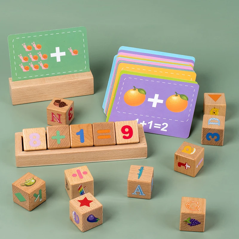 

New 2 In 1 Montessori Educational Wooden Toys Kids Learn Arithmetic Spell Letter Table Math Toys Children Early Education Gifts