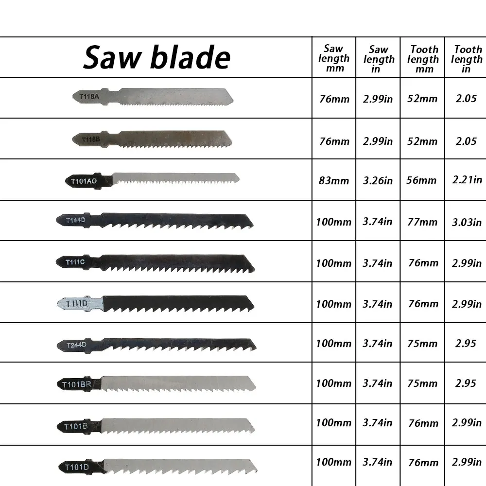 52Pcs/Set Jigsaw Blade Set T-Shank Bayonet Reciprocating Sabre Saw Blades for Wood Metal Cutting Compatible with Bosch Makita |