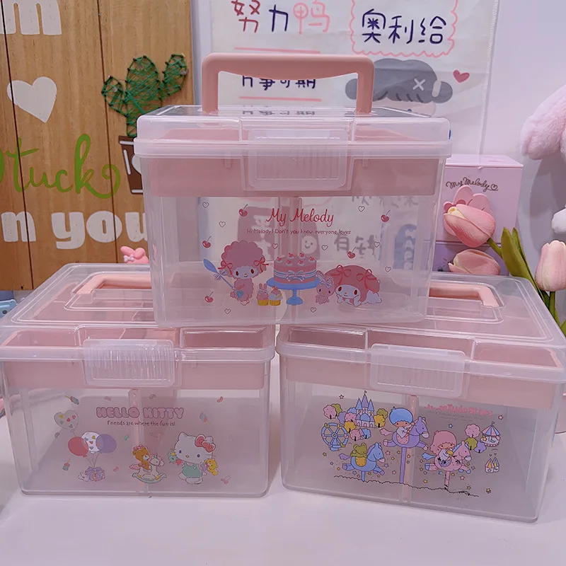 

Коричная шкатулка для хранения My Melody, милая мультяшная портативная коробка для дозирования таблеток, милая настольная коробка для лекарств