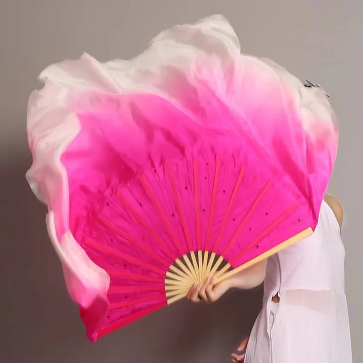 Чернила красные черные градиентные настоящие шелковые веерные вуали