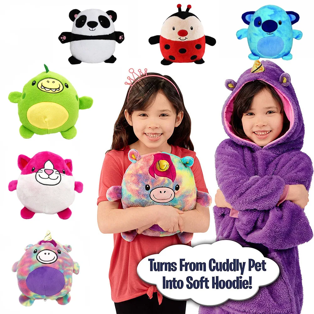 

Kids Pets Blanket Hoodie Soft Plush Wearable Fleece Sherpa Blanket With Sleeves Children Cartoon Pillow Pajamas Hooded Blanket