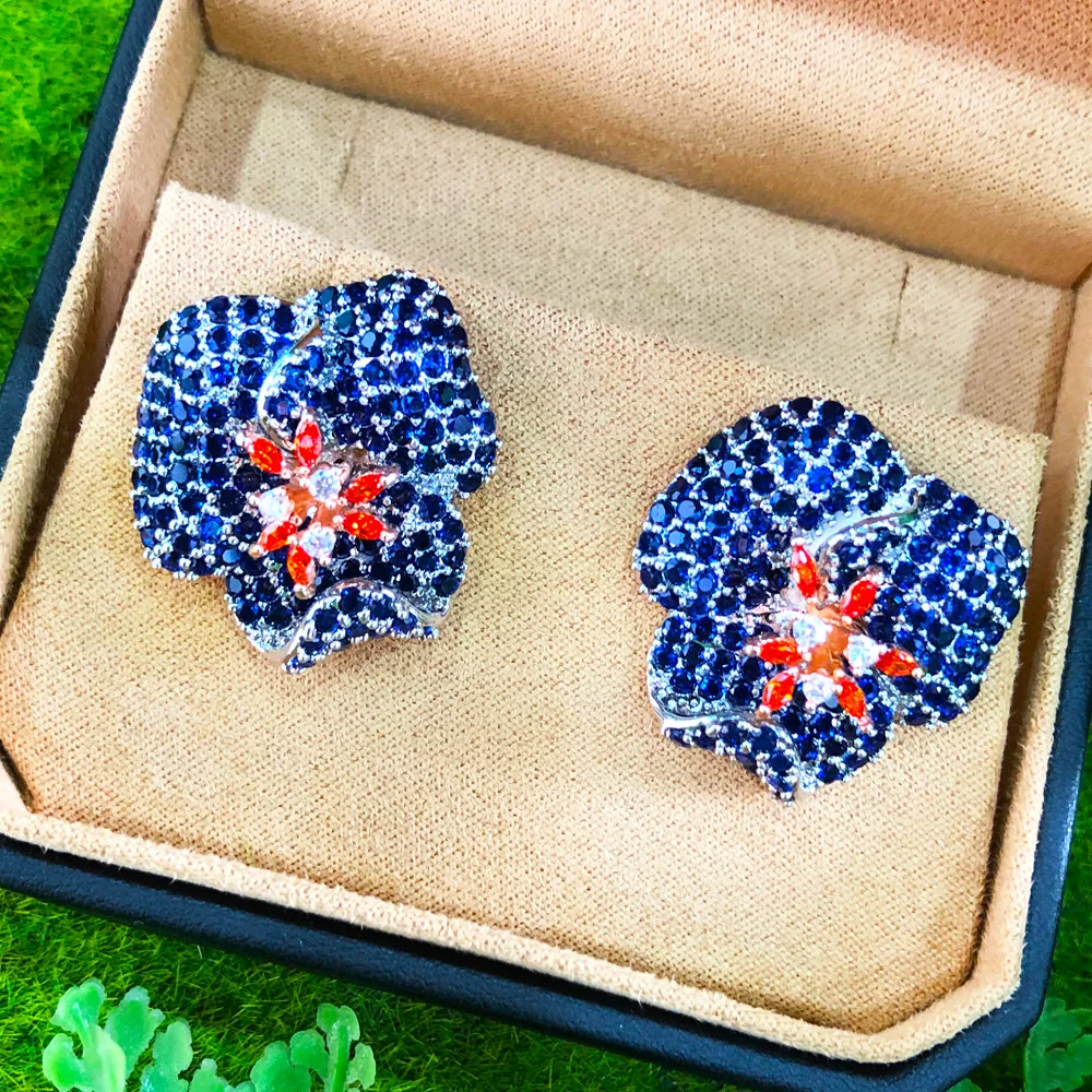 Missvikki новые роскошные индивидуальные синие серьги с цветком и преувеличенным