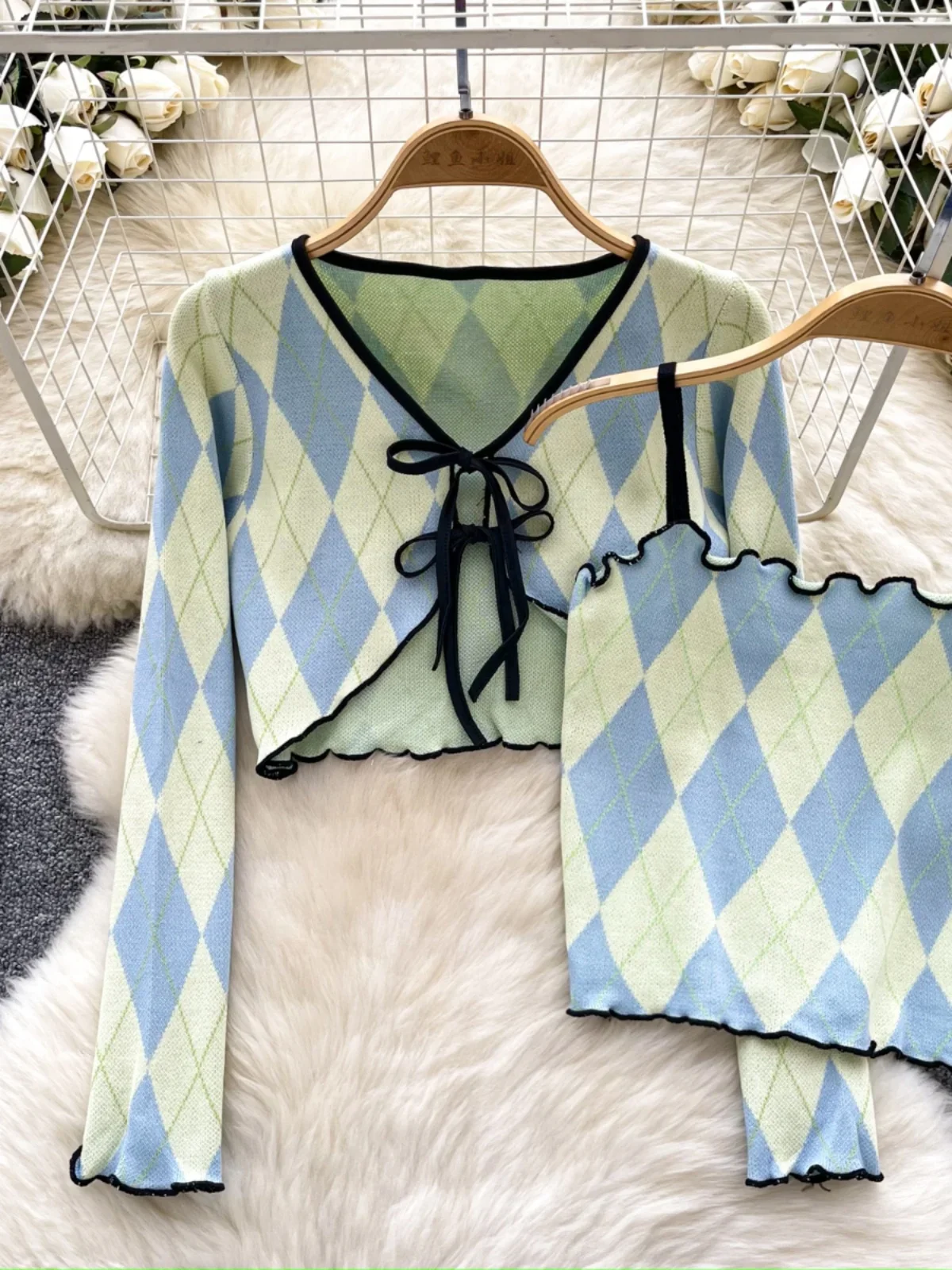 Женские укороченные свитера комплект из 2 предметов шикарный топ-труба + кардиган