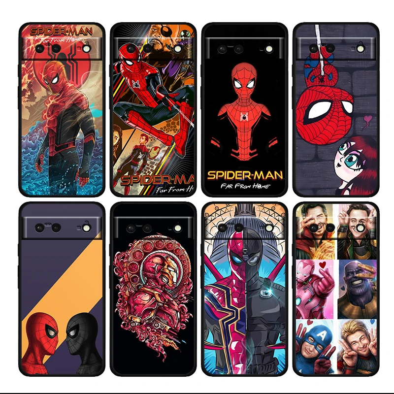 

Avengers Spiderman Red Shockproof Cover for Google Pixel 7 6 Pro 6a 5 5a 4 4a XL 5G Black Phone Case Shell Soft Cover Coque Capa