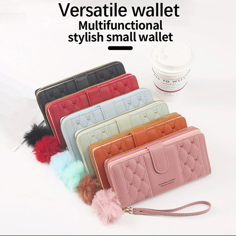 

Women Long Wallet Pu Leather Card Holder Large Capacity Hasp Zipper Coin Purse Tassel Coin Purse Card Holder Wallets