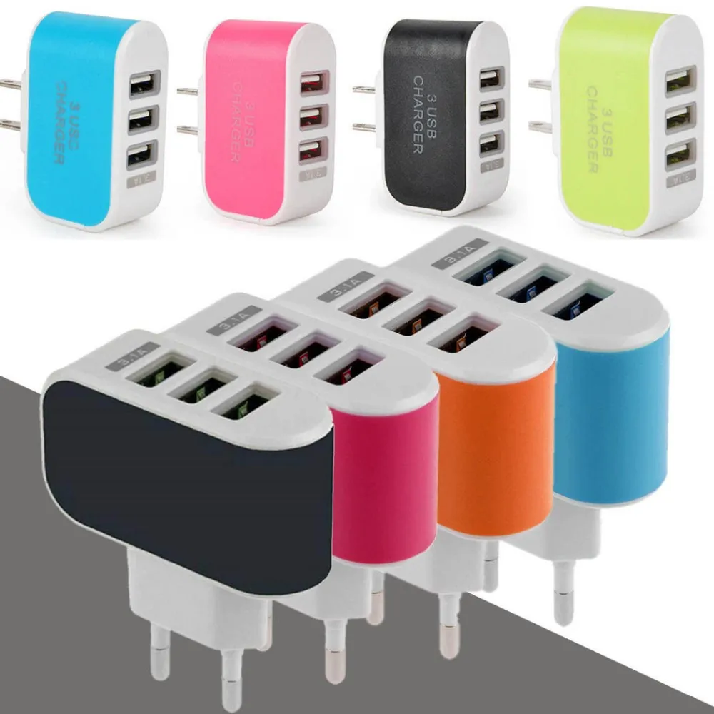 

500 шт., настенное зарядное устройство с 3 USB-портами, 5 В, а