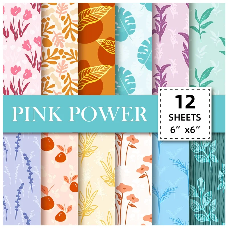 

12 листов, бумажные цветные наклейки в стиле бохо с растениями и цветами