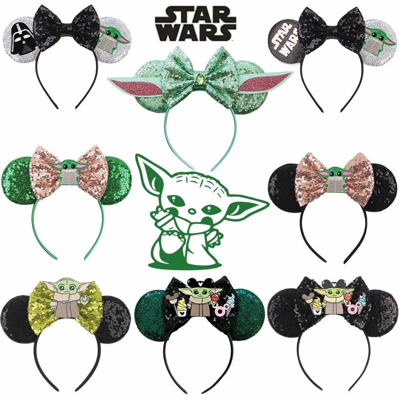 

Disney STAR WARS Grogu Baby Master Yoda Headbands For Girls Kids Mickey Mouse Ears Hairband Women Mandalorian Hair Accessories