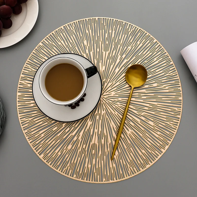 

3/6PCS Table Mat Round Placemats Restaurant Hollow Insulation Decoration Meal Mat Anti-hot Dining Table Line Mat Steak Plate Pad